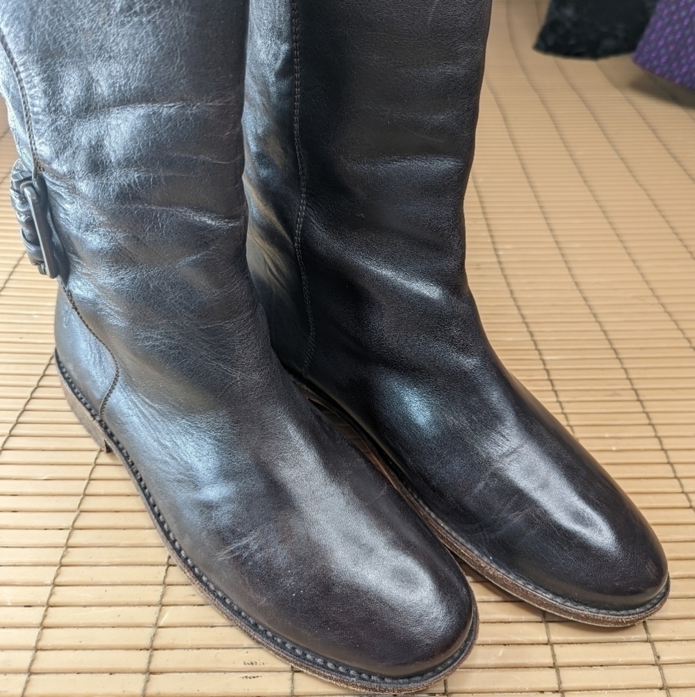 FRYE Women’s Moto Boots Brown Leather Straps Pull On sz 9B